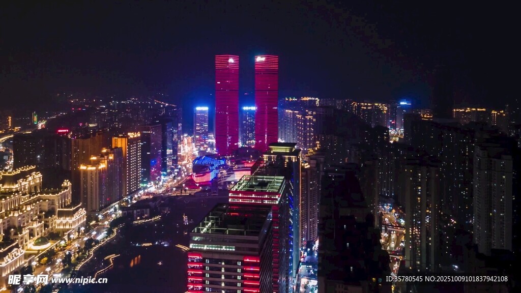 城市璀璨夜景高樓燈光秀