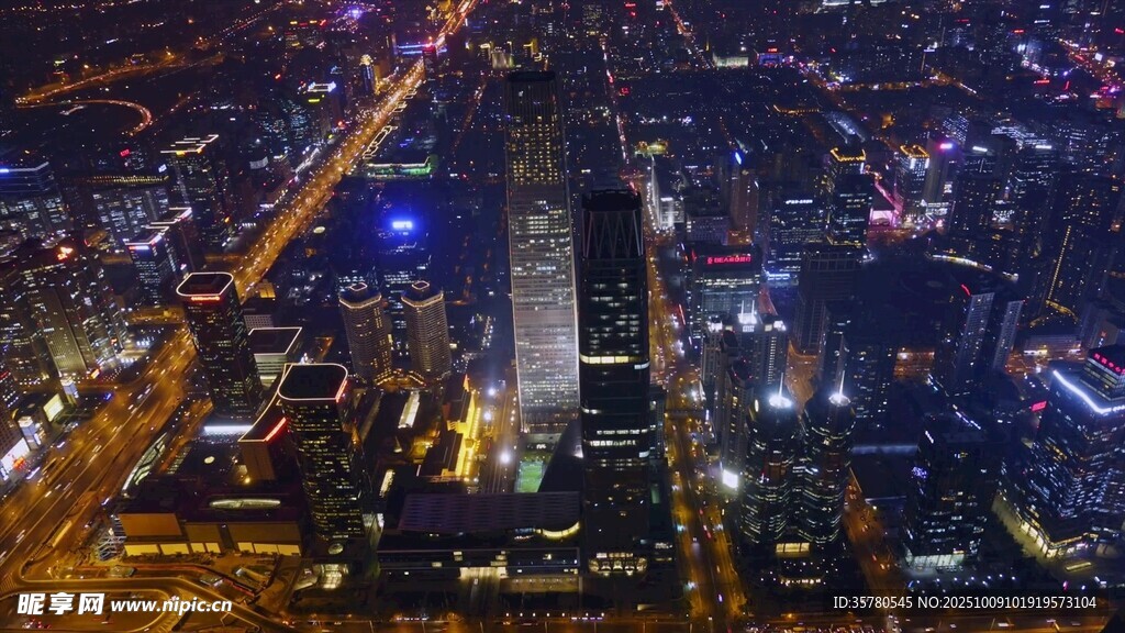 城市璀璨夜景俯瞰圖