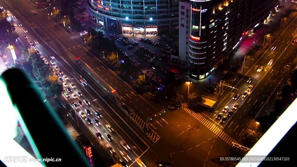 城市夜景繁華街道俯瞰