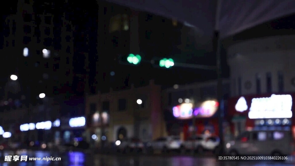 城市夜晚街景燈光閃爍