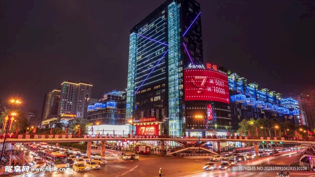 城市繁華夜景交通繁忙