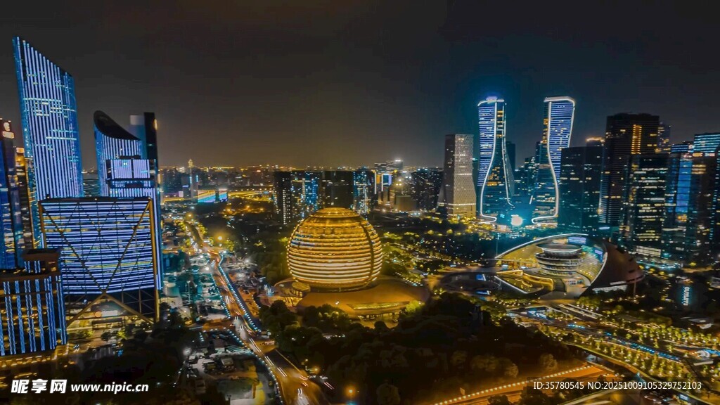 城市璀璨夜景俯瞰圖