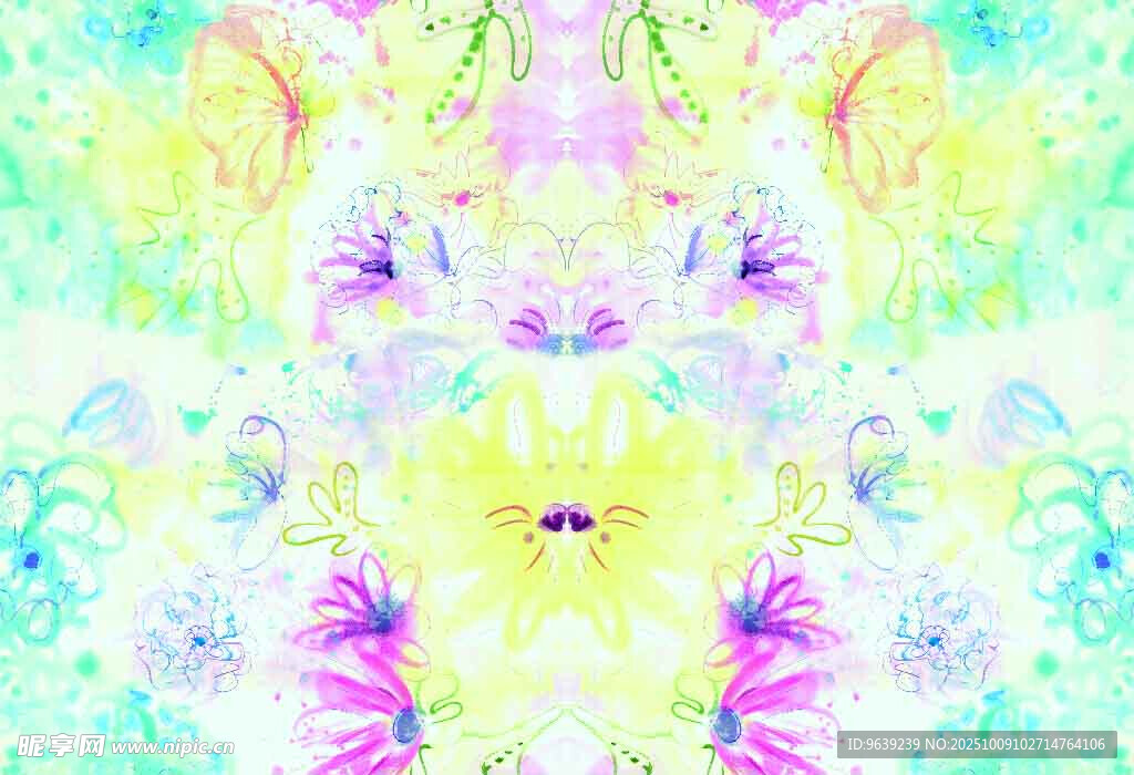 夢(mèng)幻花卉抽象圖案