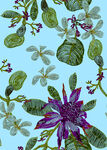 藍(lán)底花卉植物圖案設(shè)計(jì)