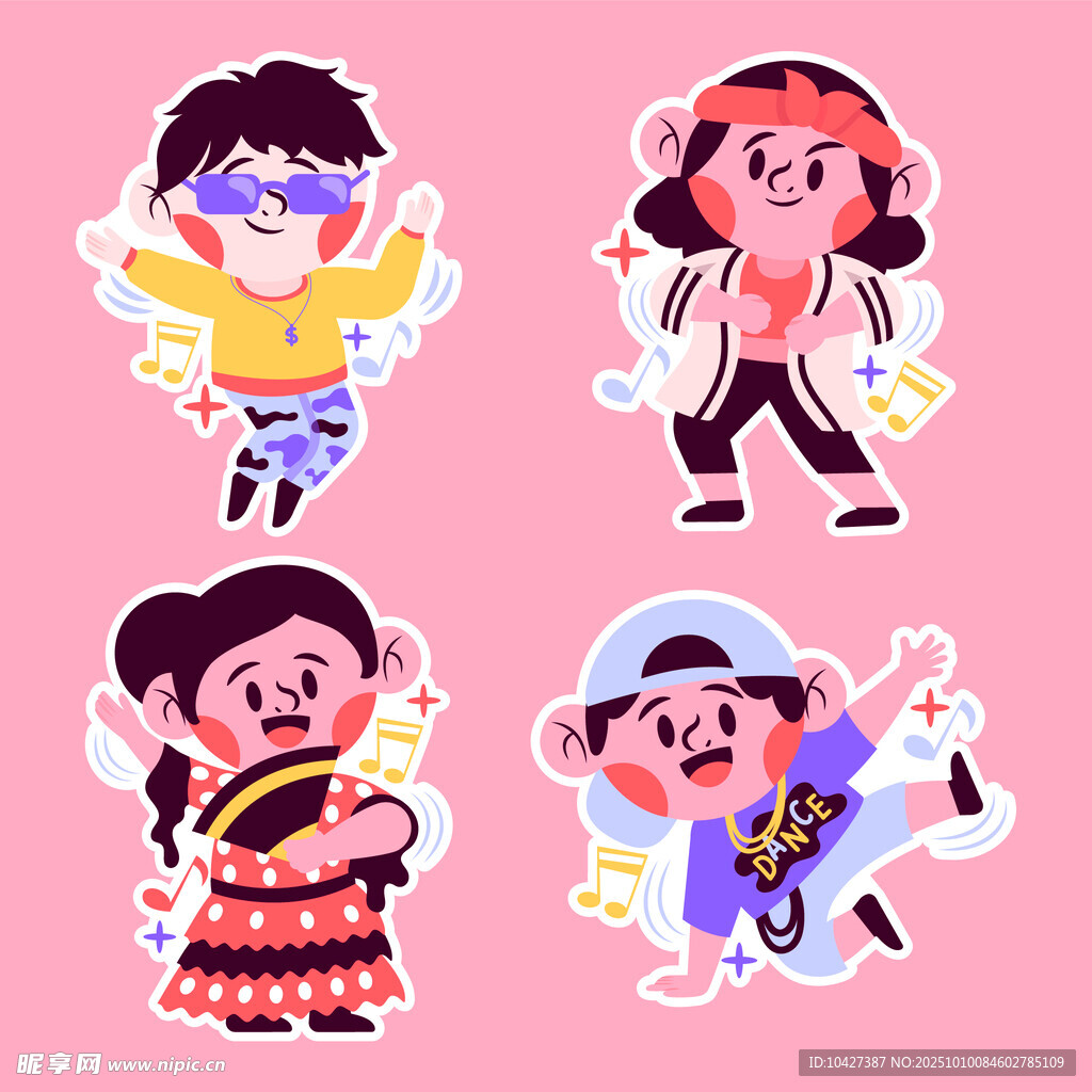 卡通人物趣味動作貼紙