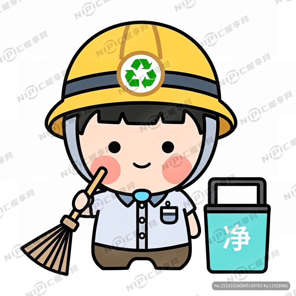 戴環(huán)衛(wèi)帽的可愛卡通人物 