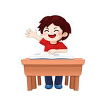 課堂上開心舉手的小學(xué)生