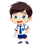 可愛小男孩穿校服形象