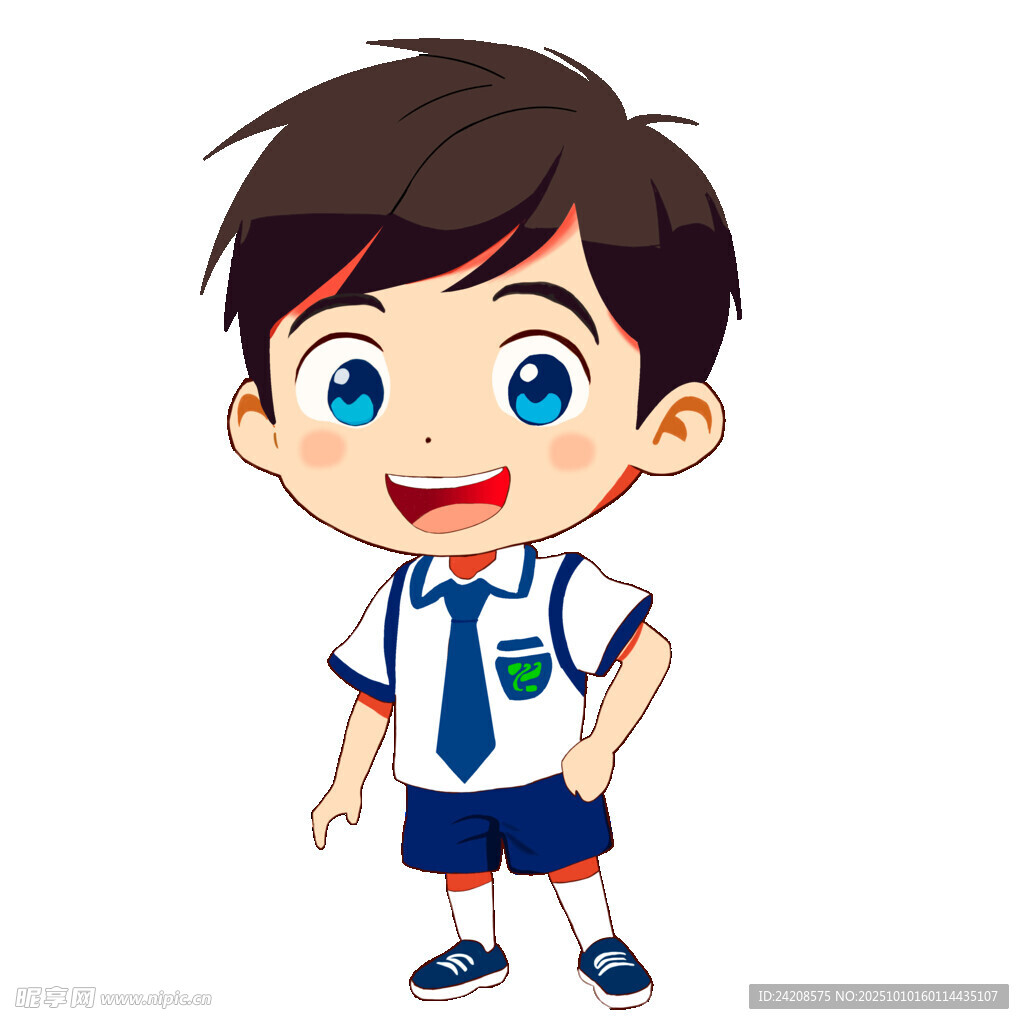 可愛小男孩穿校服形象