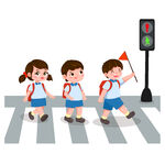 小學(xué)生過馬路場景