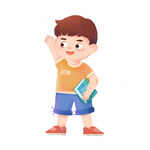 揮手上學(xué)的小男孩