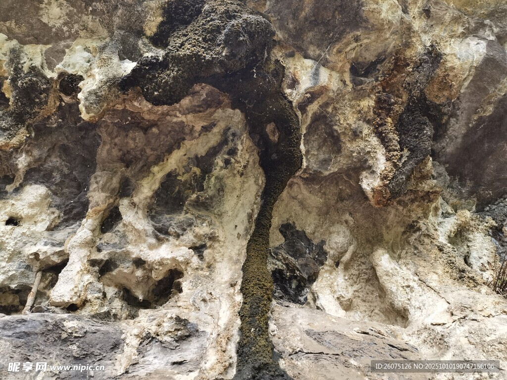 奇特紋理的古老巖石景觀