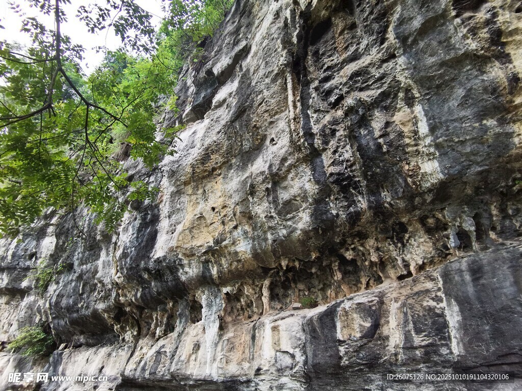 陡峭巖壁綠意點(diǎn)綴