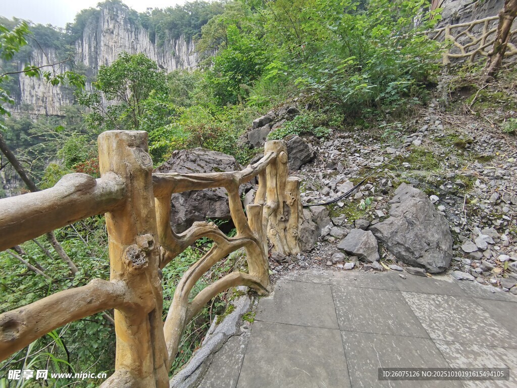 山間木質(zhì)步道與自然景致
