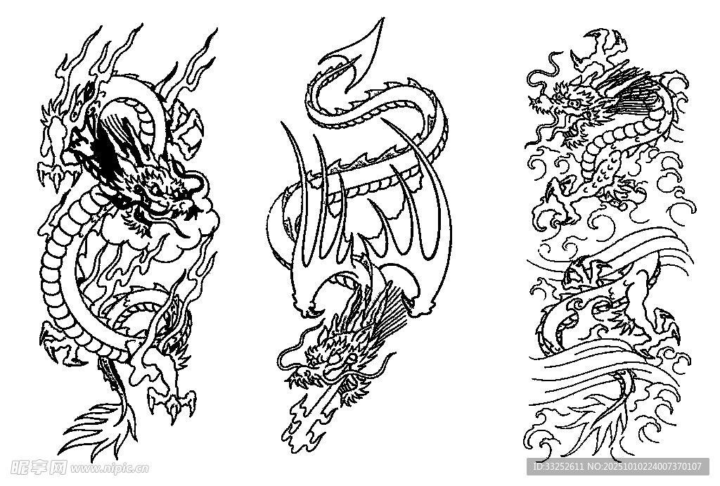 傳統(tǒng)龍紋鳳凰紋身圖案