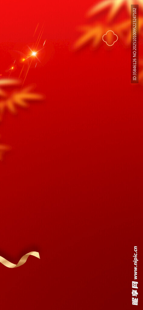 紅色背景金色裝飾元素圖