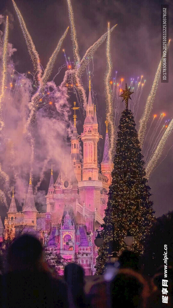 迪士尼煙花秀前的熱鬧場景