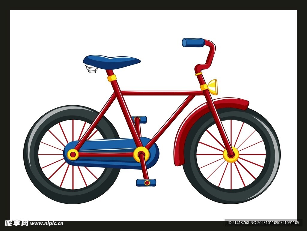彩色復(fù)古自行車插畫