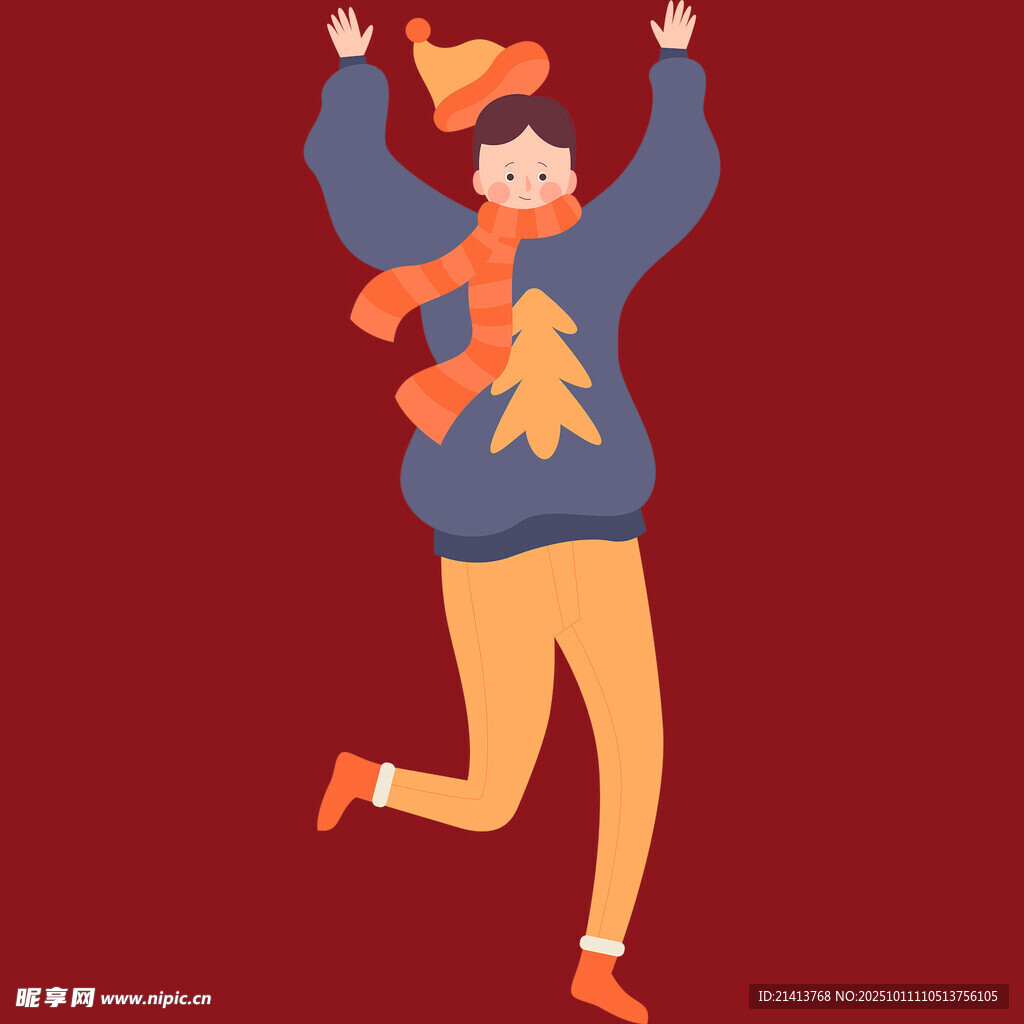 歡樂(lè)跳躍的冬日裝扮者