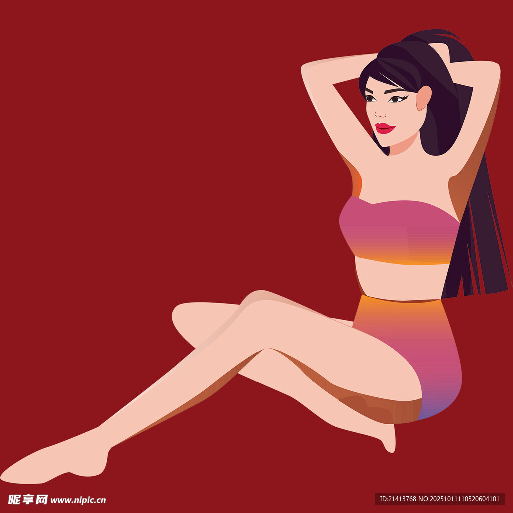 時(shí)尚泳裝美女坐姿展示