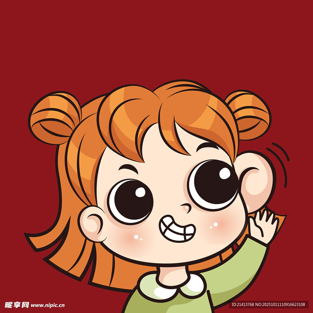 俏皮雙馬尾女孩打招呼