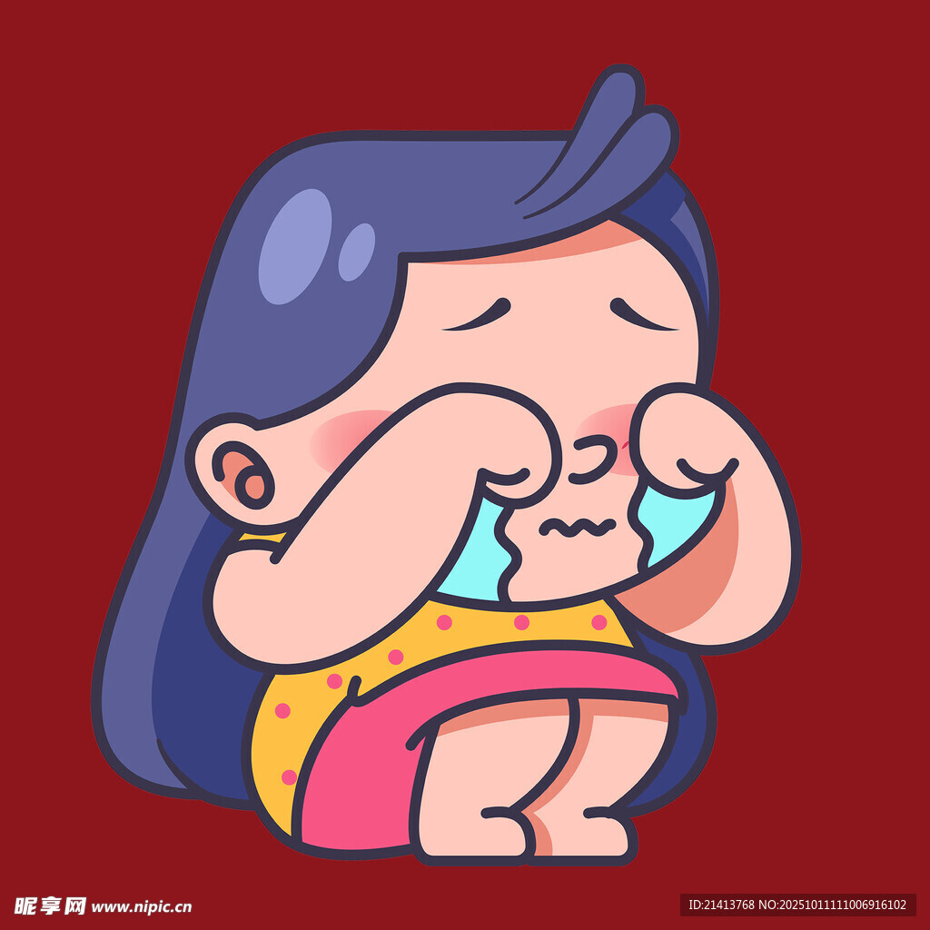 哭泣的卡通女孩