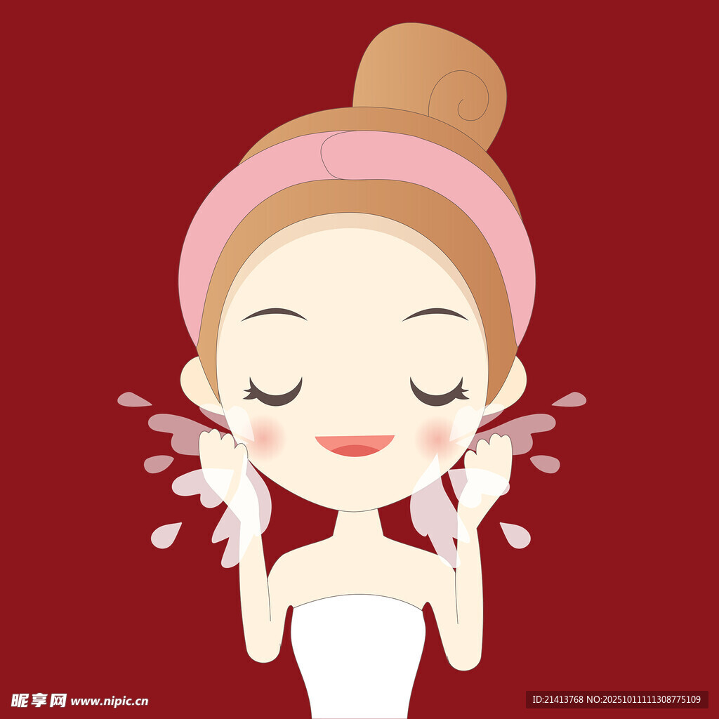 女孩愜意洗臉護(hù)膚瞬間