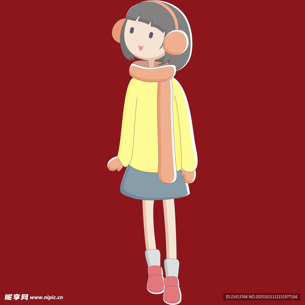 冬日可愛女孩插畫形象