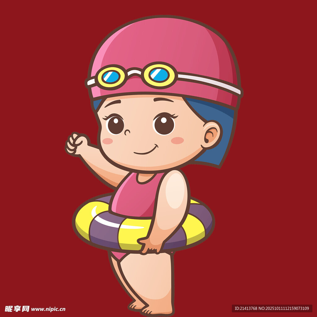 可愛泳裝小女孩