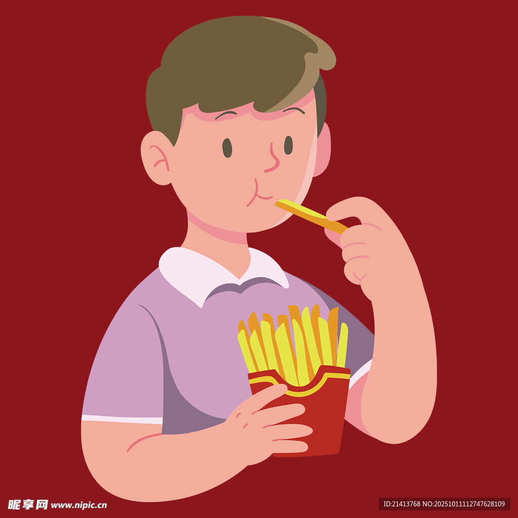 男孩享用美味薯?xiàng)l