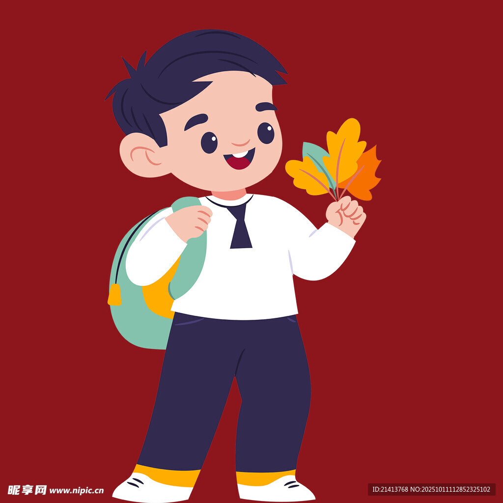 背著書(shū)包的快樂(lè)上學(xué)男孩