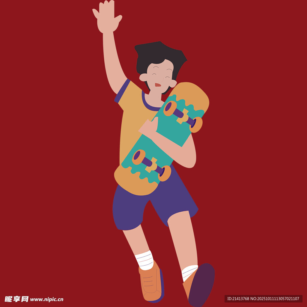跳躍的滑板少年