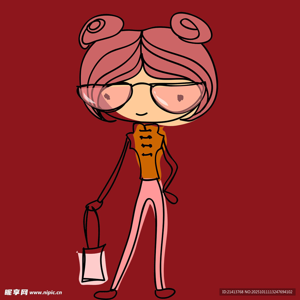 時尚卷發(fā)女孩拎包造型