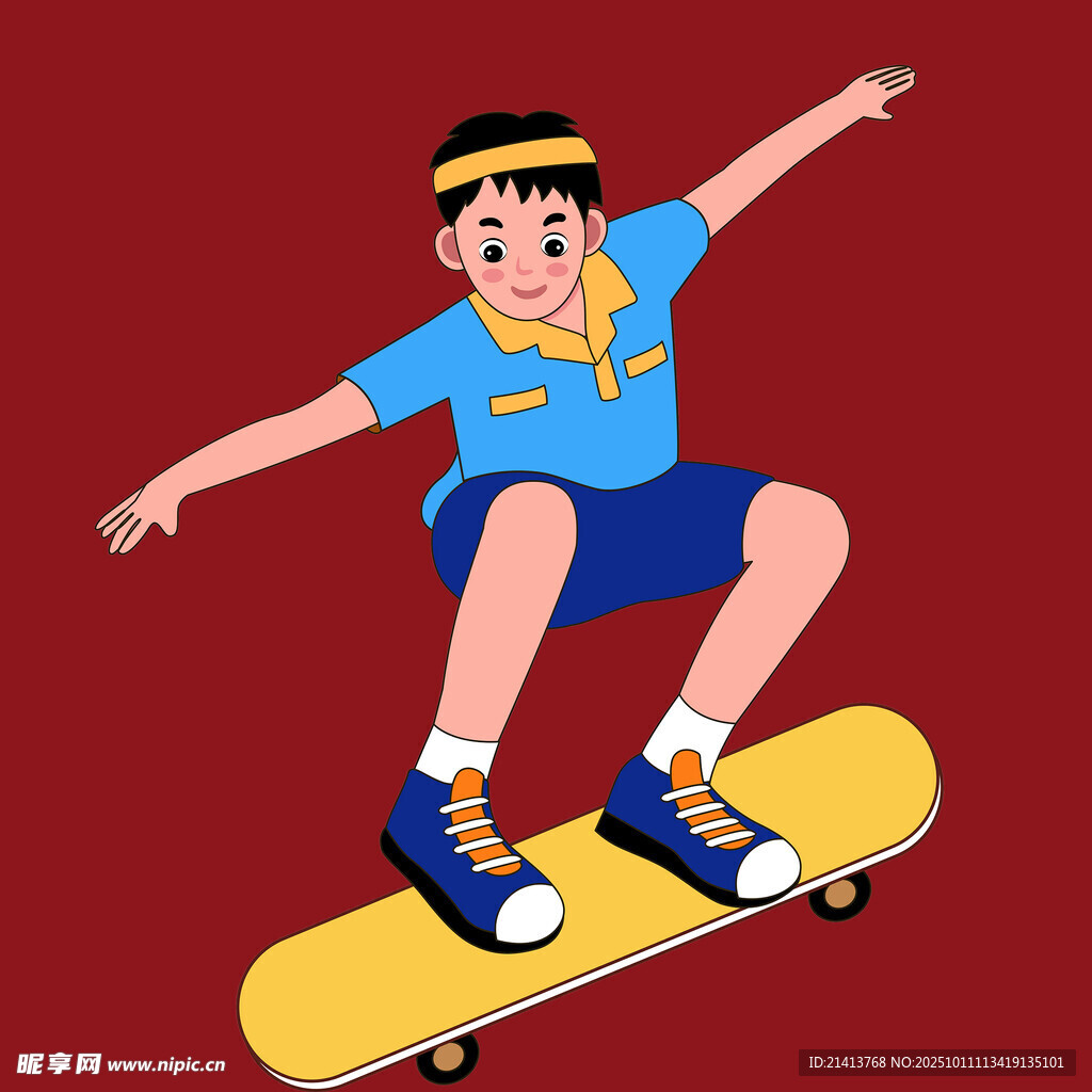 男孩玩滑板展現(xiàn)活力瞬間