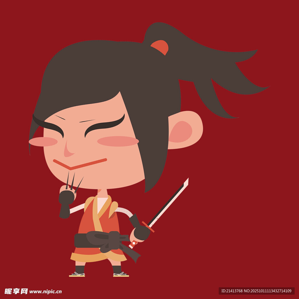 可愛卡通風(fēng)持劍小武士