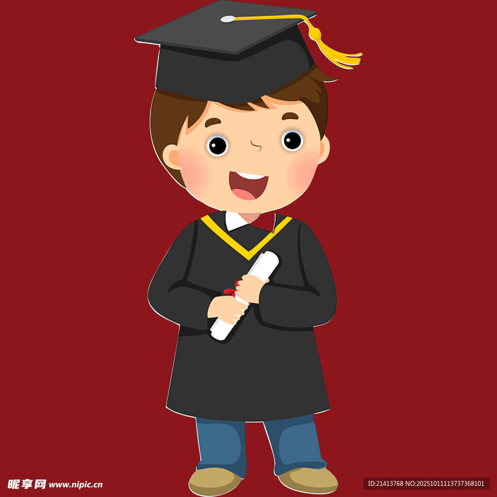 穿學(xué)士服的快樂(lè)小男孩