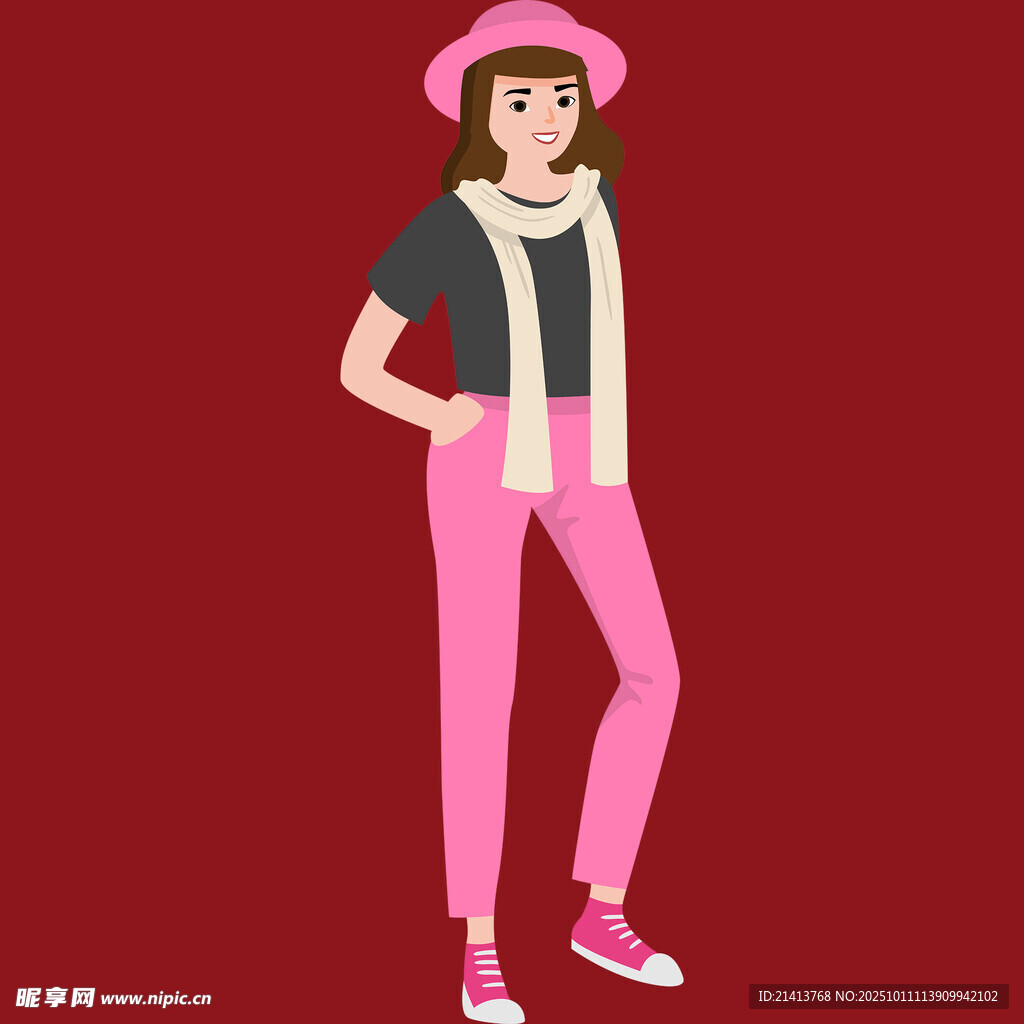 時尚穿搭的粉色系女孩