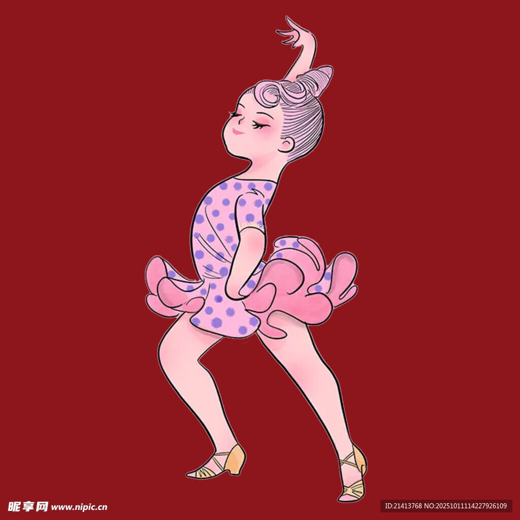 復(fù)古風(fēng)跳舞女孩插畫
