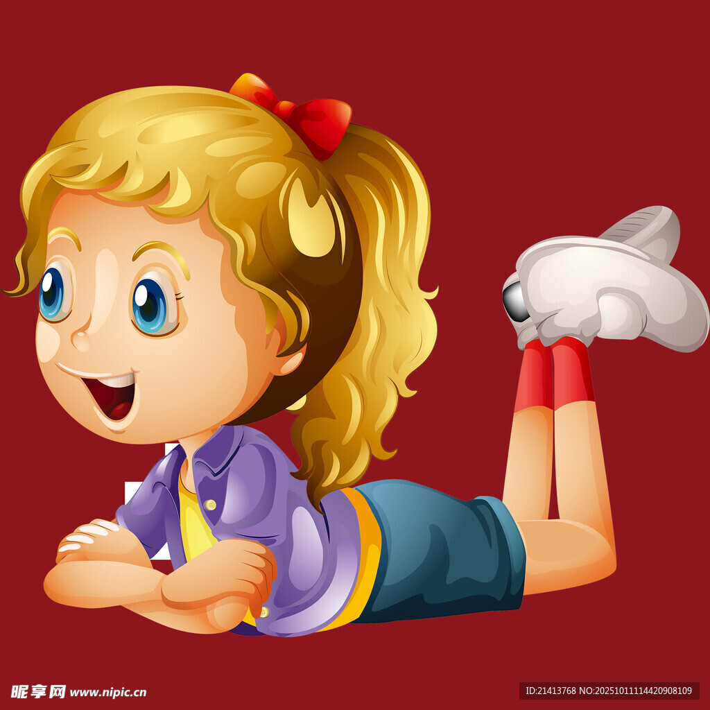 趴著的可愛金發(fā)小女孩