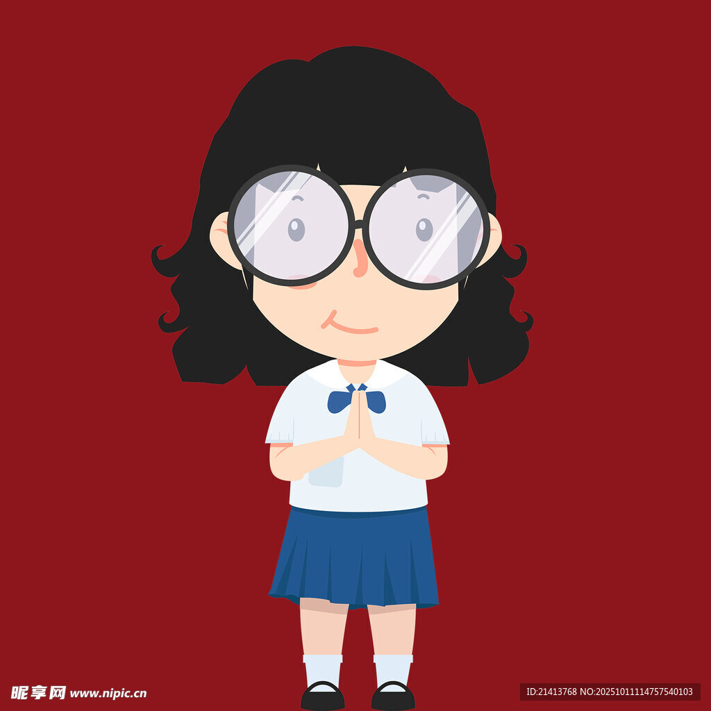 戴眼鏡的可愛校園女孩