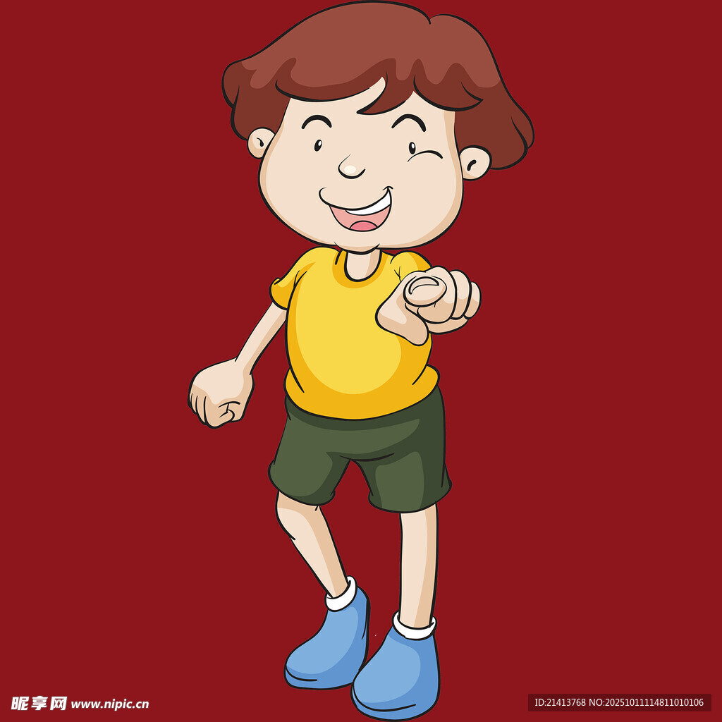 指向的小男孩