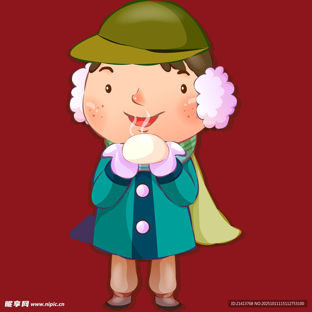 冬日可愛(ài)裝扮的卡通小女孩