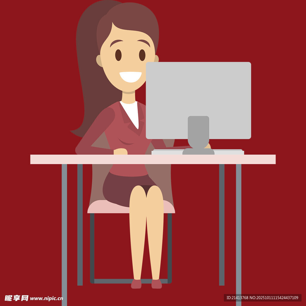 辦公女性專注電腦前工作
