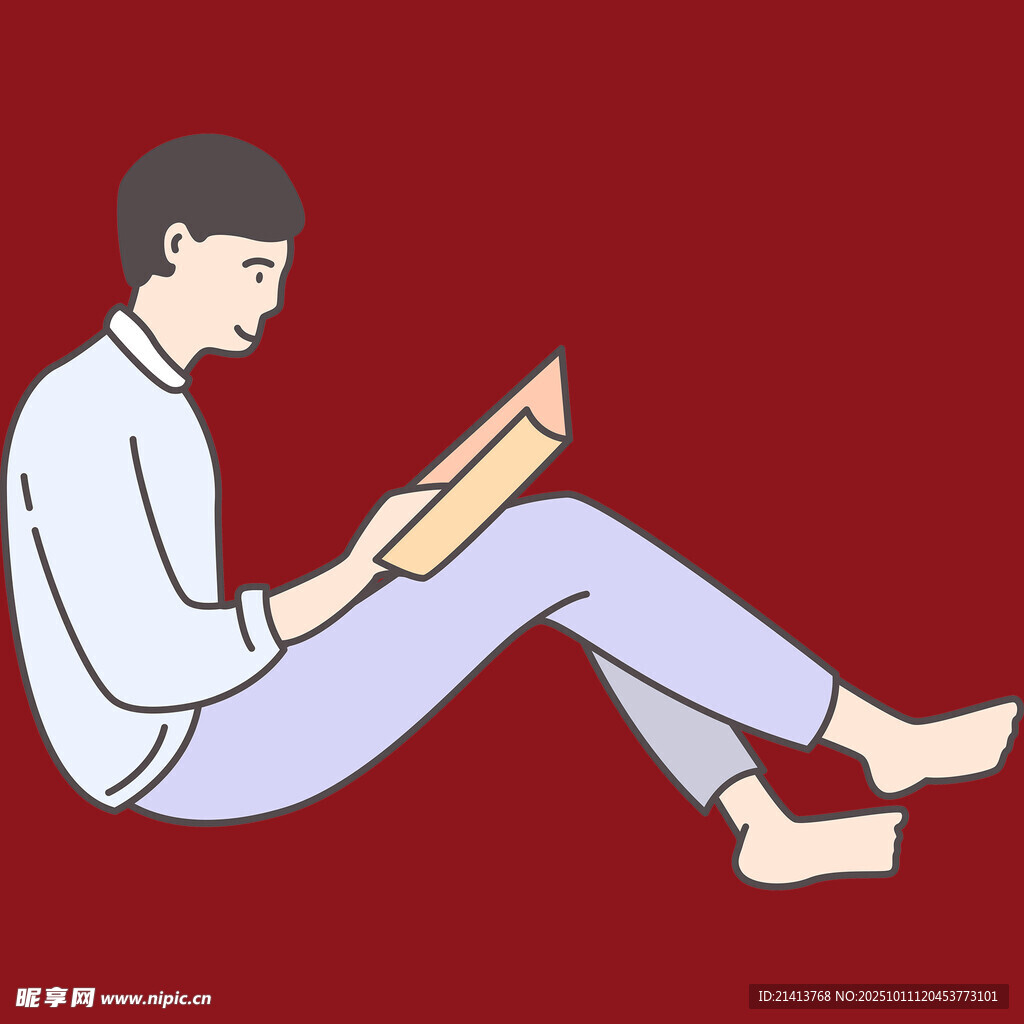 坐著看書的男子