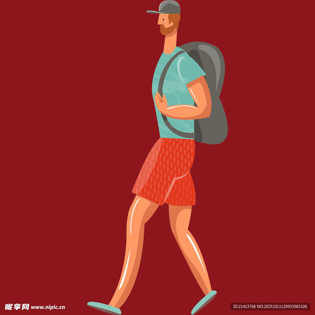 背著背包行走的活力男子