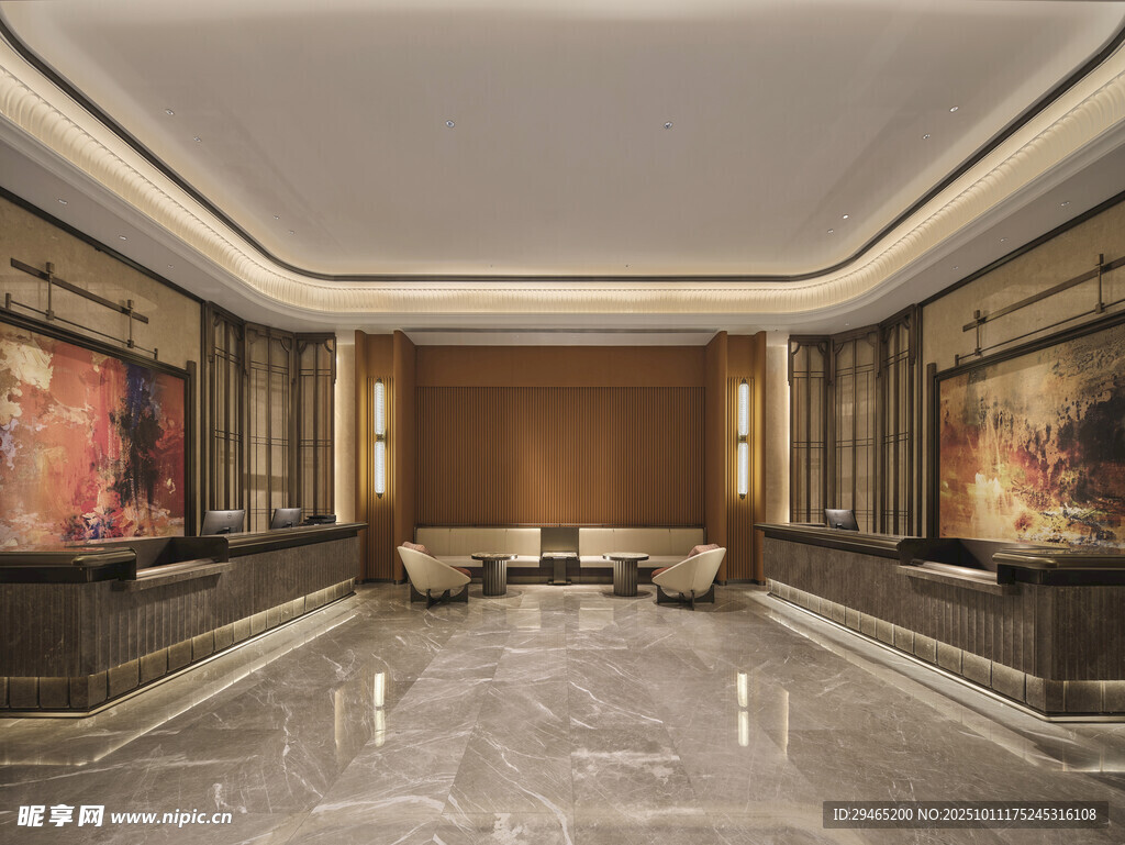 豪華中式風(fēng)格大廳空間