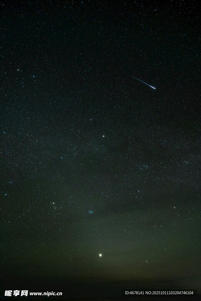 夜空中的流星與閃爍繁星