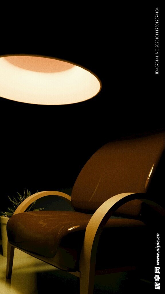 簡約臺燈下的復(fù)古皮質(zhì)座椅