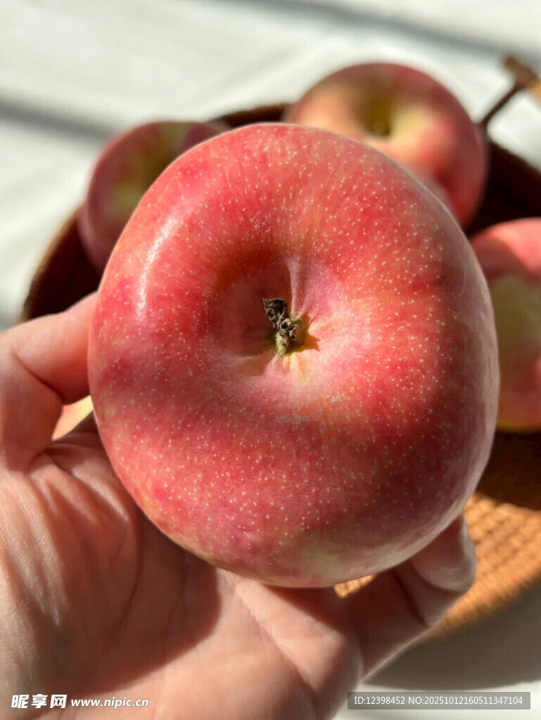 手捧新鮮紅蘋(píng)果