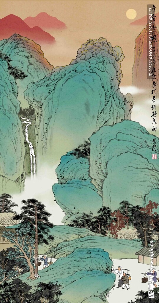 青綠山水國(guó)畫意境圖